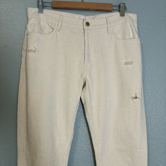 Frame Women's Le Garçon White Distressed Straight Leg Jean Size 27‎ Denim Boho - Picture 5 of 10